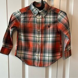 Little boys Ralph Lauren button up plaid shirt‎